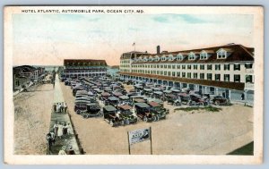 1920's OCEAN CITY MD HOTEL ATLANTIC AUTOMOBILE PARK BATH HOUSE SIGN POSTCARD