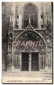 Old Postcard Aix en Provence Portal XV century Cathedrale