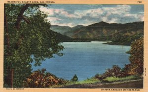 Vintage Postcard Beautiful Famous Cascade Wonderland Shasta Lake California CA