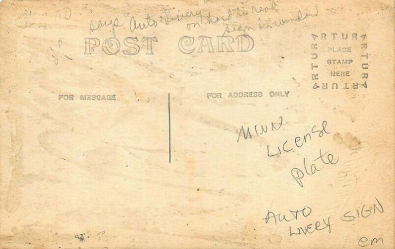 Auto Livery Sign License Plate # 52225 Real Photo Postcard