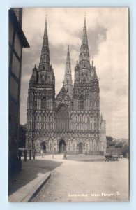 RPPC LICHFIELD Cathedral Staffordshire W.A. Call Postcard 