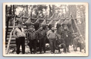 J87/ Interesting RPPC Postcard c1930s Deer Hunting Men Hunters Hunt 467