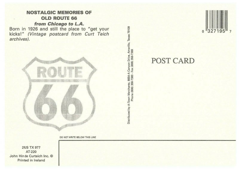 Getting Our Kicks on Route 66 Map Postcard