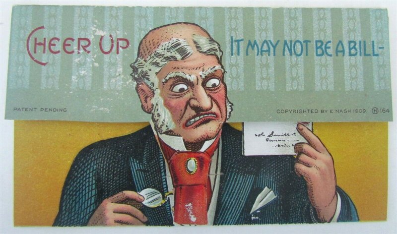 MECHANICAL COMIC ANTIQUE POSTCARD - IT MAY NOT BE A BILL