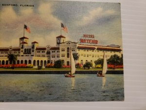 VTG Postcard Hotel Mayfair Sanford Florida Sailboats Linen St John's River  465