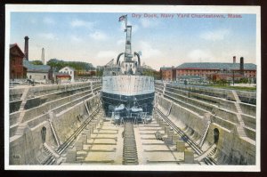 h2020 - CHARLESTOWN Mass. Ontario Postcard 1910s Navy Yard Dry Dock by Mason