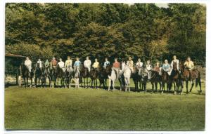 Horse Riders at Wopowog Connecticut hand colored postcard