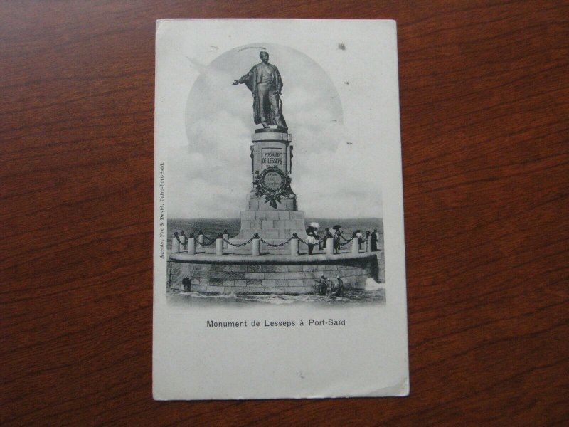 French Indo China Postcard Used 1904 Postmark Lesseps Monument Port Said