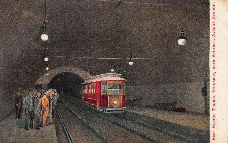 E. Boston Tunnel Entrance, Near Atlantic Ave. Train Station, 1908 Postcard, Used