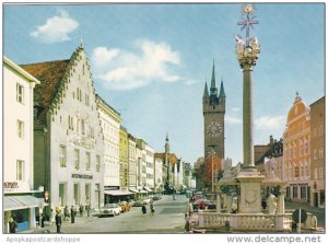 Germany Straubing an der Donau Stadtplatz und Dreifaltigkeitssaeule