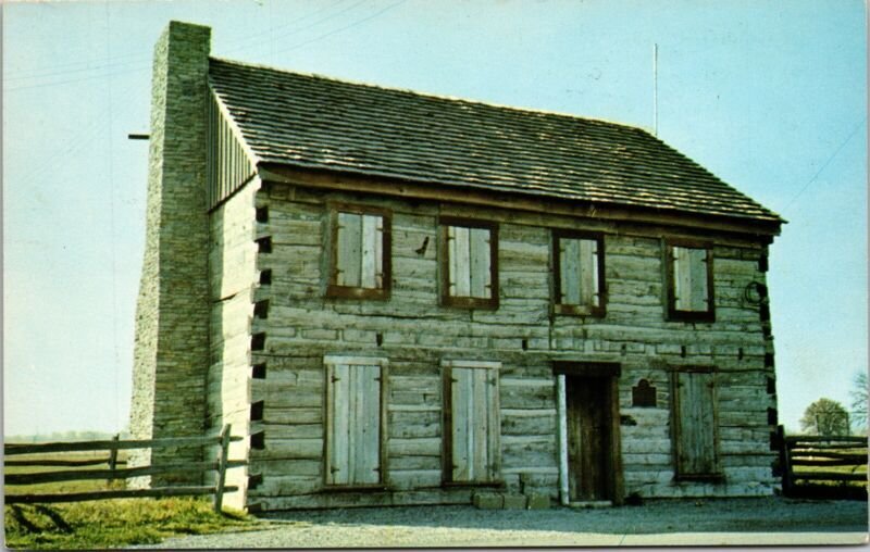 Log Court House Richmond Indiana IN Shutters Chimney Fence Grass Postcard UNP