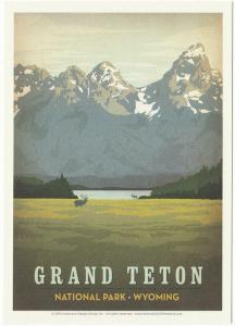 Postcard of Grand Teton National Park Wyoming Travel Poster Style Postcard