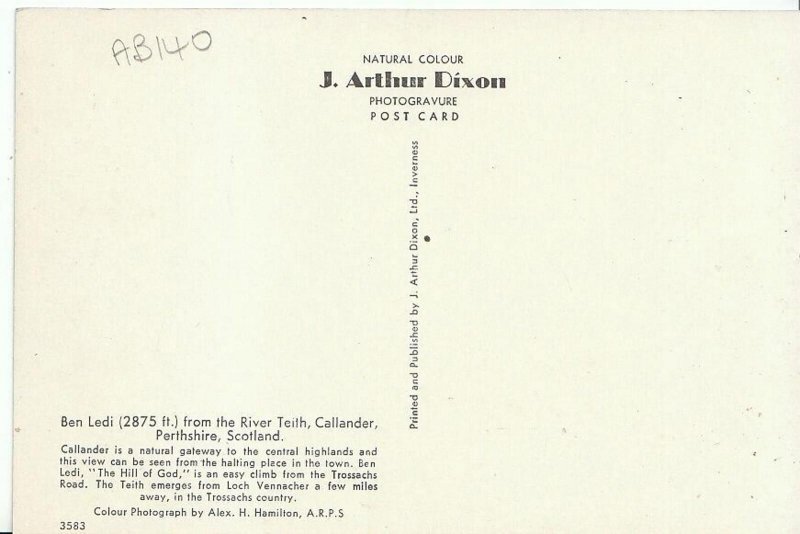 Scotland Postcard - Ben Ledi from River Teith - Callander, Perthshire   AB140