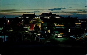 Vtg Miami Beach Florida FL Castaways Motel at Night Hotel Row 1970s Postcard