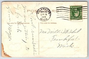 Holiday~Thanksgiving~Dutch Boy Running From Turkey~PM 1914~Vintage Postcard