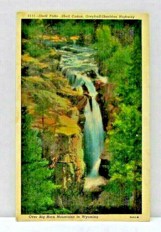 Shell Falls Shell Canon Greybull Sheridan Highway Wyoming Vintage Postcard 