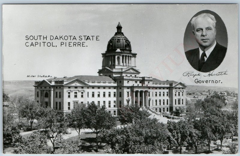 c1950s Pierre SD State Capitol RPPC Ralph Herseth Governor Miller Pix Photo A199