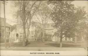 Melrose MA Baptist Church c1910 Real Photo Postcard
