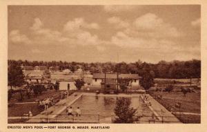 Fort Meade Maryland Enlisted Mens Pool Birdseye View Antique Postcard K26807