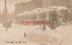 IN, South Bend, Indiana, RPPC, Snow Covered Trolley Street Car No 75, 1909 PM