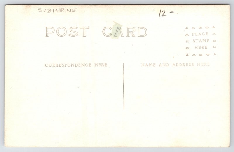 RPPC 2 PCs~WWI Navy Submarine USS E-14~Same Conning Tower, Sailor Face & Clothes