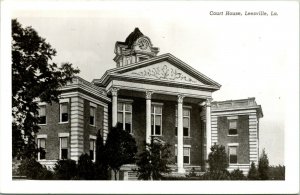 RPPC Leesville Louisiana LA Vernon Parish Courthouse UNP Postcard S19