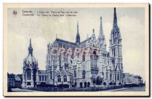 Old Postcard Ostend L & # 39eglise SS Peter side view