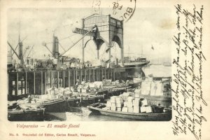 chile, VALPARAISO, El Muelle Fiscal, Harbour (1900) Carlos Brandt Postcard