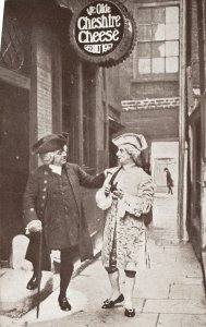 Postcard Ye Olde Cheshire Cheese Dr. Johnson David Garrick Arriving Theater