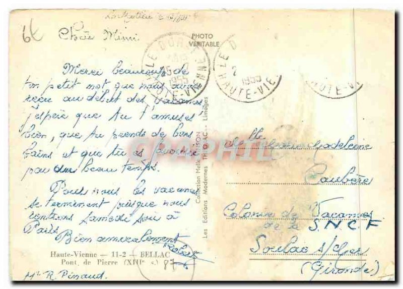 Postcard Modern Haute Vienne Bellac Stone Bridge (XIII)