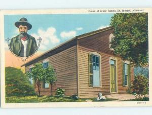 Linen OLD WEST WESTERN - HOME OF JESSE JAMES St. Joseph Missouri MO d1697