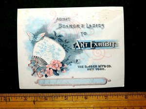 1870s-80s Lovery Singer New York Art Exhibit Ticket Victorian Trade Card #S