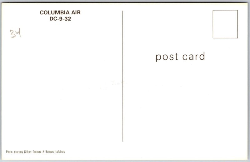 Airplane Columbia Air DC-9-32 N715CL Airliner Aircraft Postcard