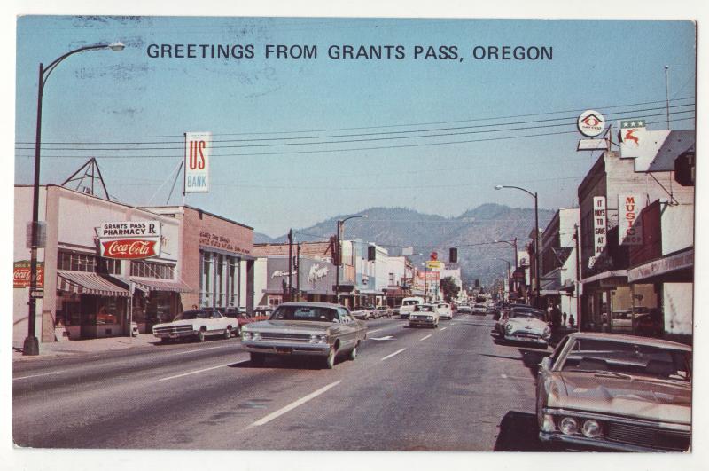 P664 JLs, 1970 cars, street scene signs with coca cola grants pass oregon