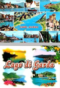 2~4X6 Postcards  ITALY Lago di Garda  LAKE GARDA  Map & Scenic Views