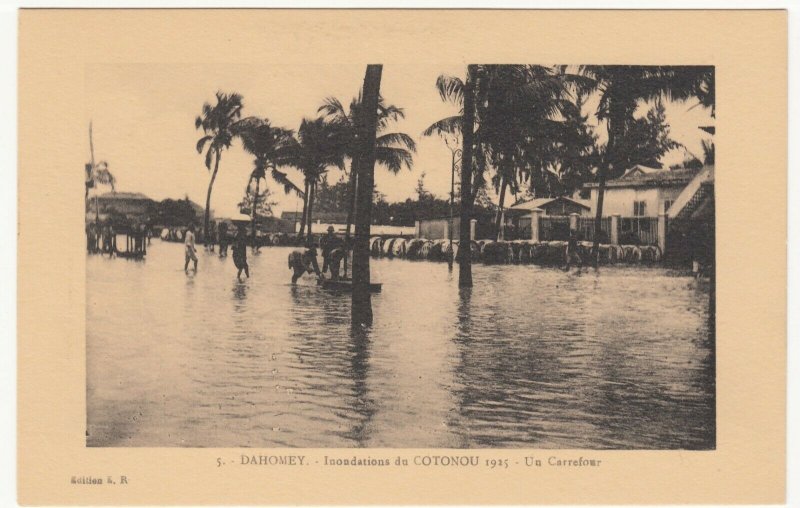 Benin; Dahomey, No 5, 1925 Cotonou Floods, A Crossroads PPC By ER Unused 