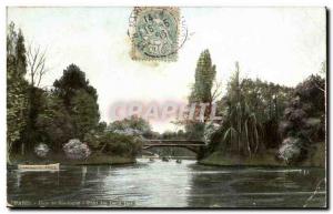 Paris Old Postcard Bois de Boulogne bridge the two islands