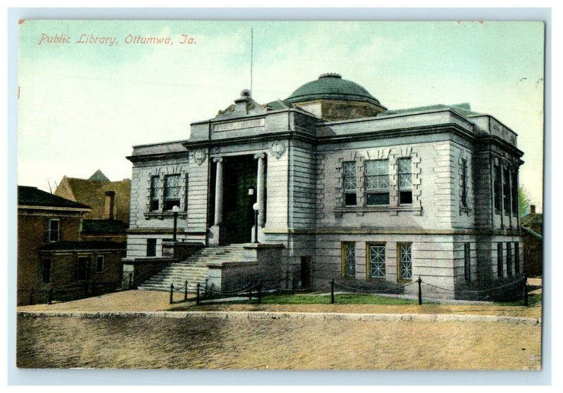 c1910's Public Library Dirt Rock Ottumwa Iowa IA Unposted Antique Postcard 
