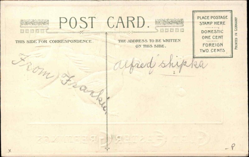 Winsch Easter Geese and Blue Bird c1910 Vintage Postcard