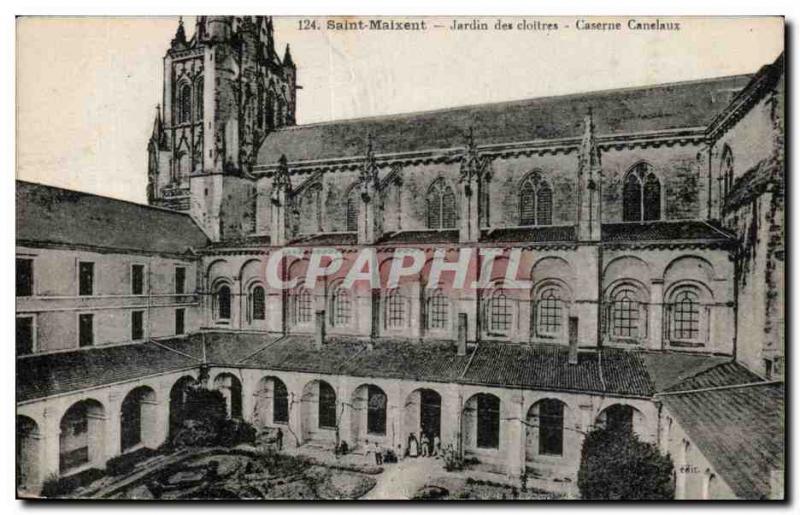 Saint Maixent Old Postcard Garden cloisters Barracks Canelaux