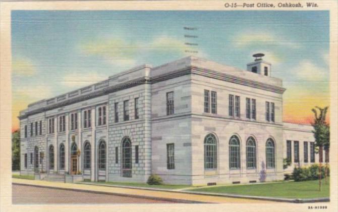 Wisconsin Oshkosh Post Office 1952 Curteich