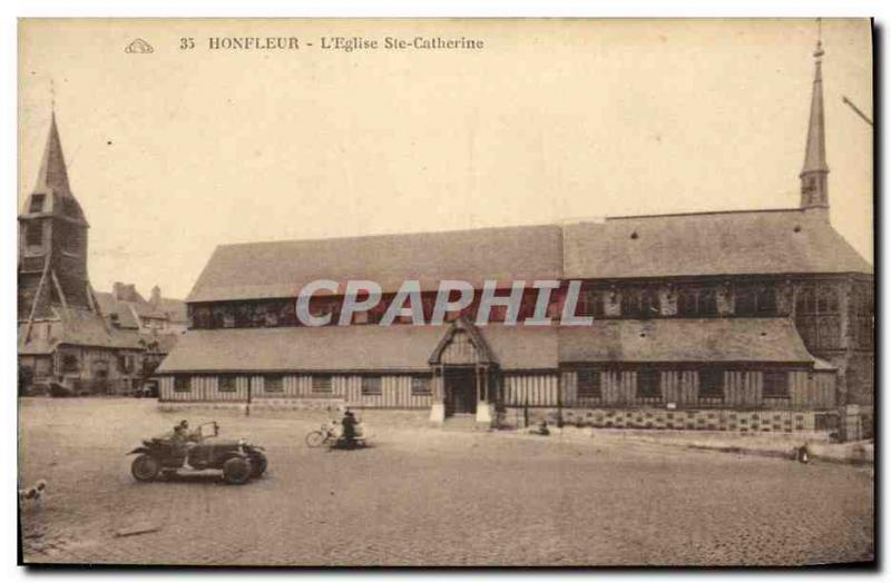 Postcard Old Saint Catherine Church Honfleur Automotive
