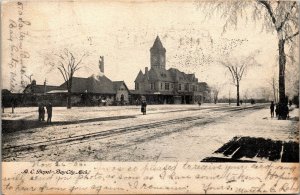 Vtg Bay City MI Michigan Central Railroad Depot Train Station 1906 Postcard