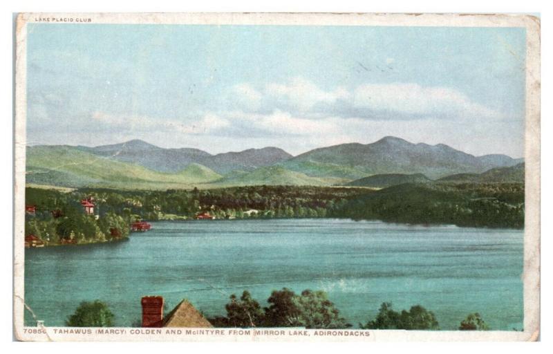 Tahawus, Colden and McIntyre from Mirror Lake, Adirondacks, NY Postcard *5N12