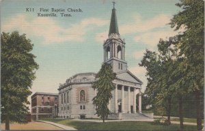 Postcard First Baptist Church Knoxville TN Tennessee 1949