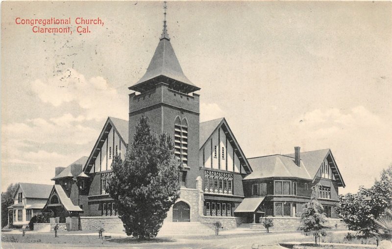 F81/ Claremont California Postcard c1910 Congregational Church