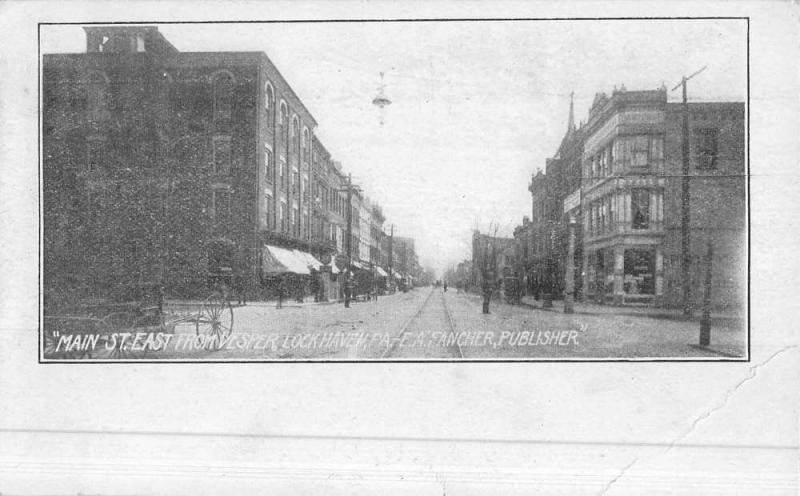 Lockhaven Pennsylvania Main Street Scene Historic Bldgs Antique Postcard K49643