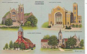 Texas Amarillo Churches Multi VIew 1941 Curteich