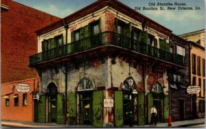 Old Absinthe House Bourbon St New Orleans LA signs balcony shutters vtg