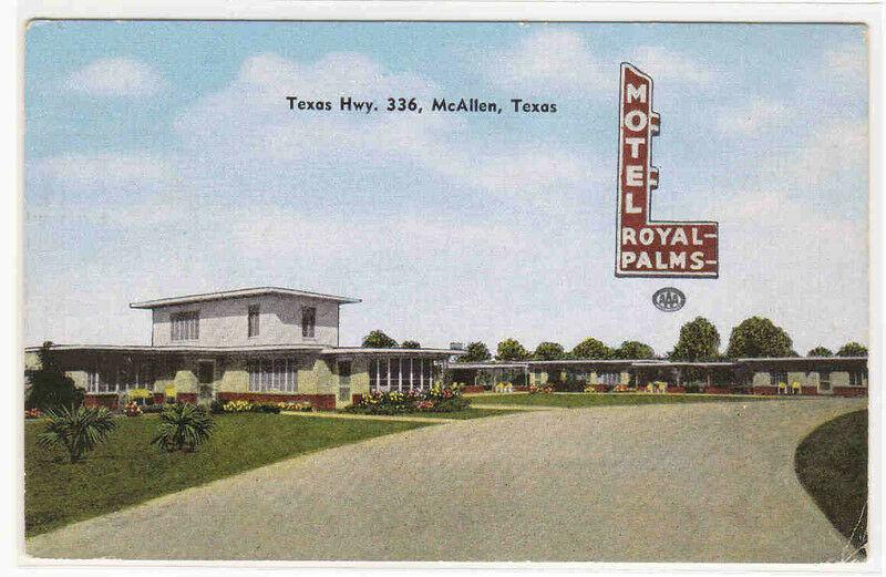 Royal Palms Motel McAllen Texas linen postcard